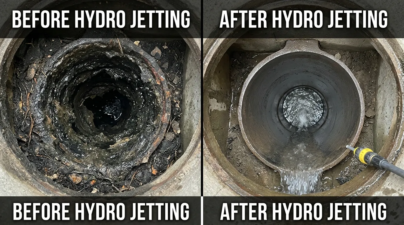 Hydro Jetting Before and After Results - DeLaney Auro Plumbing Aurora CO