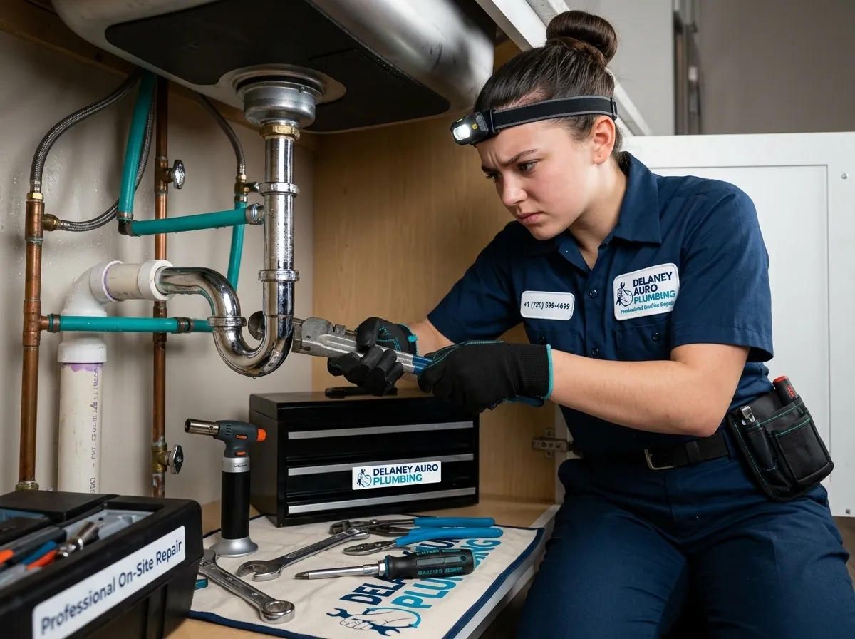 Professional Under Sink Plumbing Repair by DeLaney Auro Plumbing Aurora CO