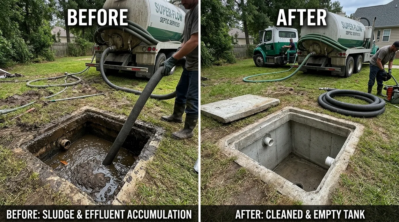 Septic Tank Cleaning and Pumping Before and After by DeLaney Auro Plumbing Aurora CO