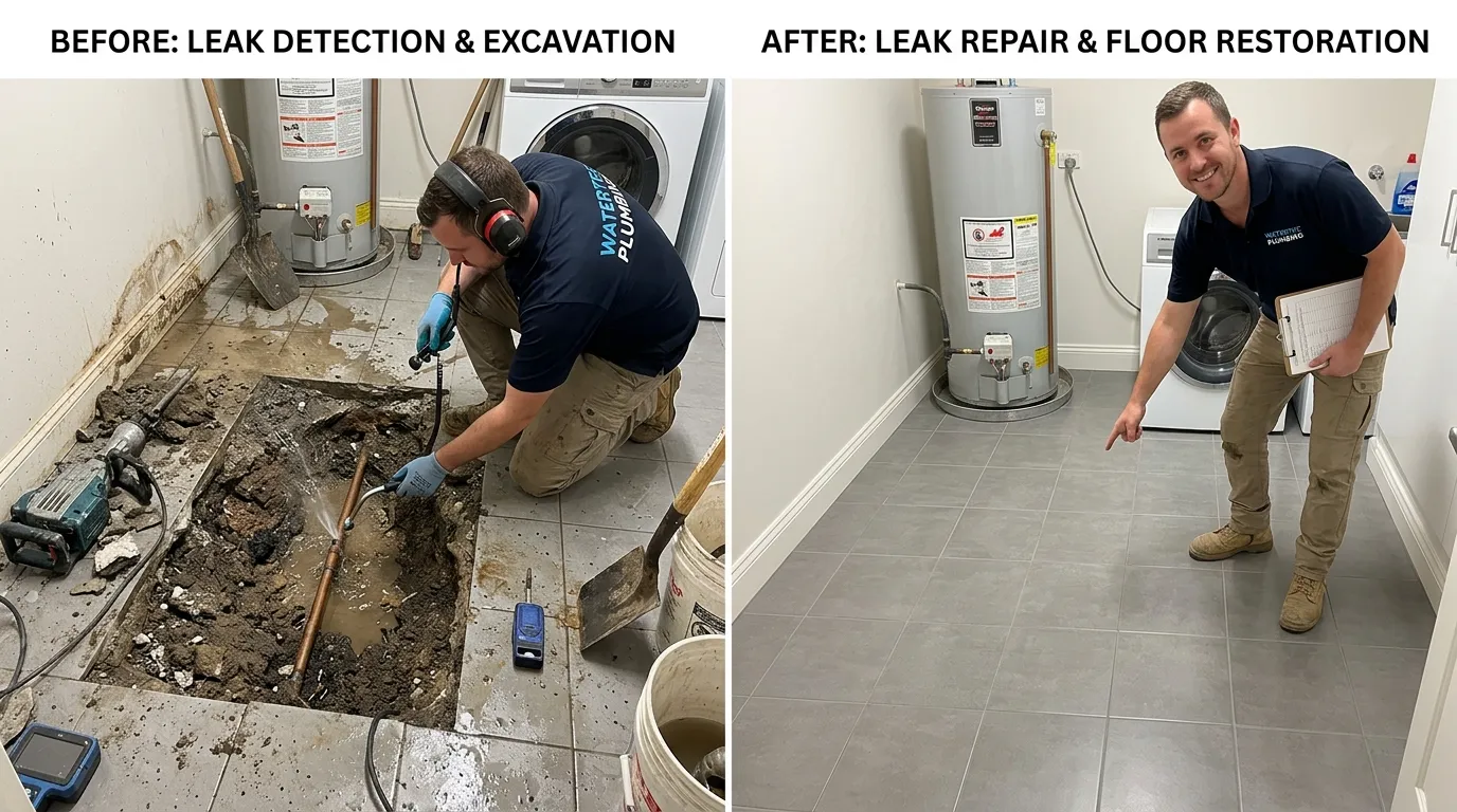 Slab Leak Detection Before and After - DeLaney Auro Plumbing Aurora CO