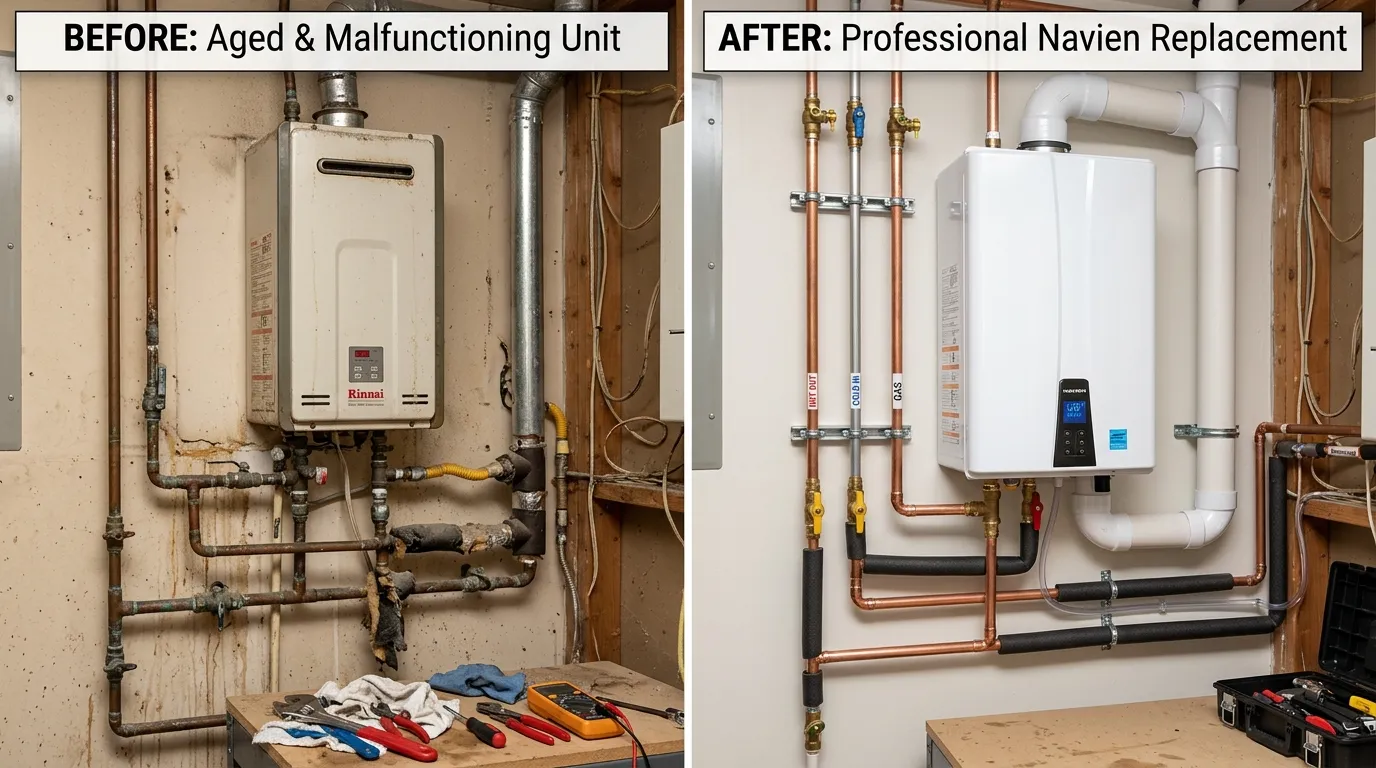 Professional tankless water heater repair and replacement by DeLaney Auro Plumbing in Aurora CO